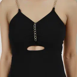 Shein Party Chain Spaghetti Strap Split Thigh Midi Dress image 4