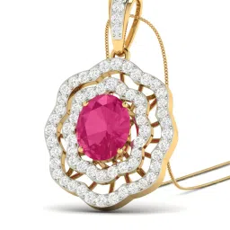 pc jeweller 18KT Yellow Gold The Asenka Diamond & Gemstone Pendant image 4