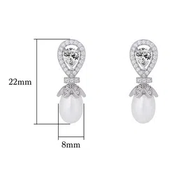 giva 925 Sterling Silver Zircon Pearl Drop Earrings image 4