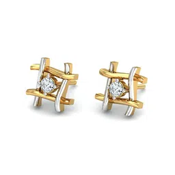 kuberbox Yellow Gold Diamonds Studded Stud Earrings image 4
