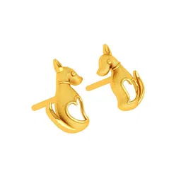 p.c. chandra jewellers Yellow Gold Dog-Design Stud Earrings image 4