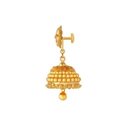 joyalukkas Yellow Gold Floral-Design Jhumka Earrings image 4