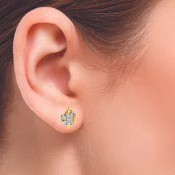 avsar Yellow Gold Stone-Studded Stud Earrings image 4