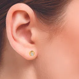 avsar Yellow Gold Stone-Studded Stud Earrings image 4