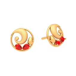 p.c. chandra jewellers Yellow Gold Round Shape Stud Earrings image 4