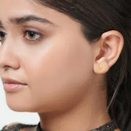 bhima jewels Yellow Gold Moulded Stone Stud Earrings image 4