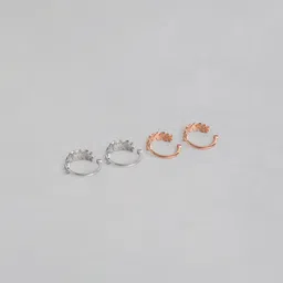 zavya Pack of 2 Rodium Rose Gold Sterling Silver Leafy Adjustable Toe Rings image 4