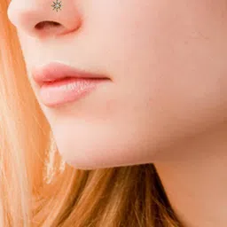 avsar Yellow Gold Diamond-Studded Patana Nose Pin image 4