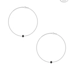 giva Silver Black Bead Anklet image 4