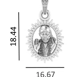 akshat sapphire Sterling Silver Sai Baba Pendant with Chain image 4
