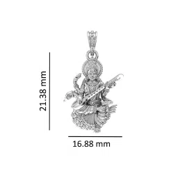 akshat sapphire Sterling Silver Saraswati Maa Pendant with Chain image 4