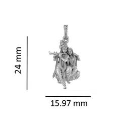 akshat sapphire Sterling Silver God Radha Krishna Pendant with Chain image 4