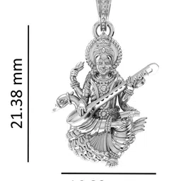 akshat sapphire Sterling Silver Saraswati Maa Chain Pendant image 4