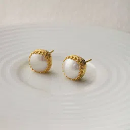 mannash Sterling Silver Gold-Plated Pearl Stud Earrings image 4