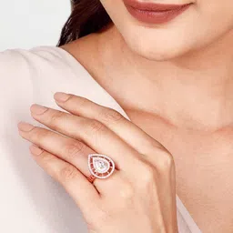 giva Sterling Silver Rose Gold-Plated Dew Drop Cocktail Ring image 4