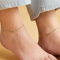 zavya Women Sterling Silver Gold-Plated Infinity Anklets image 4
