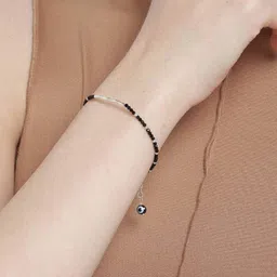 zavya Sterling Silver Evil Eye Charms Bracelet with Beads image 4