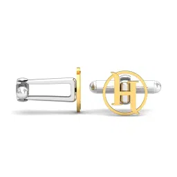 kuberbox Men Yellow Gold Alphabet H Cufflinks image 4