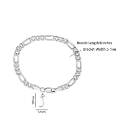 akshat sapphire Sterling Silver Figaro Bracelet with J Alphabet image 4