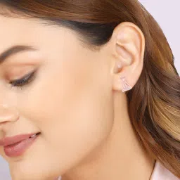 giva Women Sterling Silver Rose Gold-Plated Stud Earrings image 4