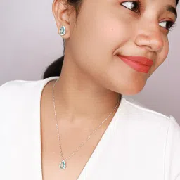silberry Women Sterling Silver Drop Pendant & Earrings Set image 4