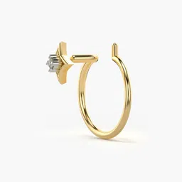 valanova Women Yellow Gold Lab Grown Diamond Nose Ring image 4