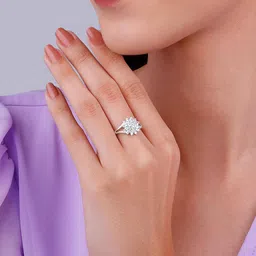 giva Women Silver Shiny Cluster Ring image 4