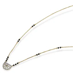 p n gadgil jewellers Women Yellow Gold Diamond-Studded Modern Mangalsutra image 4