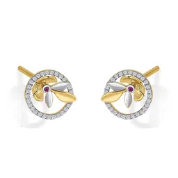 p n gadgil jewellers Women Yellow Gold Floral Stud Earrings image 4
