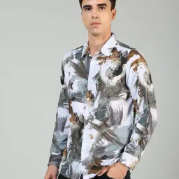 Shein Spread Collar Full Sleeve Abstract Print Shirt image 4