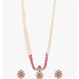 adwitiya Women Gold-Plated Stone-Studded Necklace & Earrings Set image 4