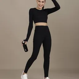 Shein Full Thumbhole Sleeve Ribbed Running Tracksuit image 4