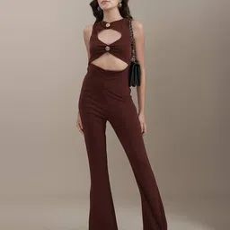Shein Cut-Out Front Button Detail Textured Jumpsuit image 4