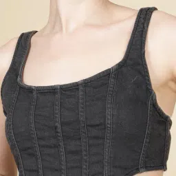 Shein Square Neck Sleeveless Crop Corset Fitted Top image 4