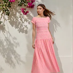 Shein Square Neck Smocked Drop Waist Fit and Flare Dress image 4