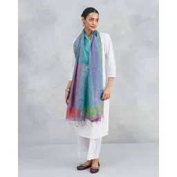 fabindia Women Striped Dupatta with Contrast Border image 4