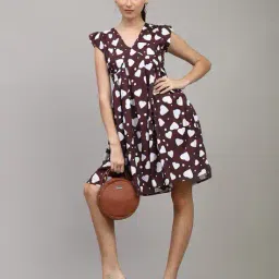 Shein Cap Sleeves Novelty Print Mini A-Line Dress image 4