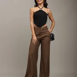 Shein Work Full Length Ribbed Loose Fit Pants With Pockets image 4
