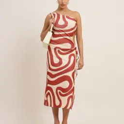 Shein One Shoulder Cut-Out Abstract Print Split Thigh Dress image 4