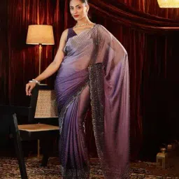 tanuka Kasee Womens Silk Blend Ombre Stone Embroidered Saree Saree image 4