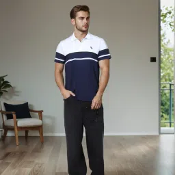 Shein Contrast Striped Logo Placement Print Polo Tshirt image 5