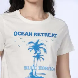 dnmx Women Graphic Print Regular Fit Cotton Round-Neck T-Shirt image 4