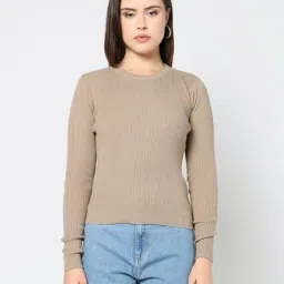yousta Women Ribbed Round-Neck Pullover image 4