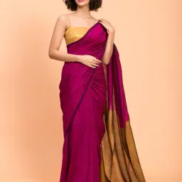 suta Women Colourblock Saree with Tassels image 4