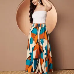 zwerlon x ag Women Printed High-Rise Palazzos image 4