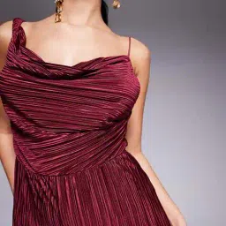 asos design Plisse Asymmetric Drape Cami Jumpsuit image 4