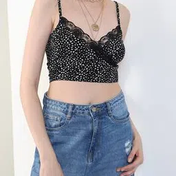 Shein Fitted Spaghetti Strap Floral Print Lace Trim Cami Top-picture-31