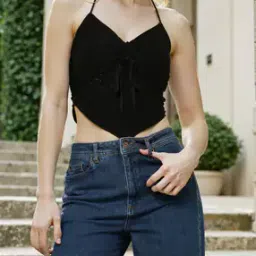 Shein Halter Neck Ruched Eyelet Pattern Fitted Crop Top-picture-39