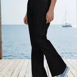 Shein Full Length High Rise Frayed Hem Bootcut Jeans-picture-15