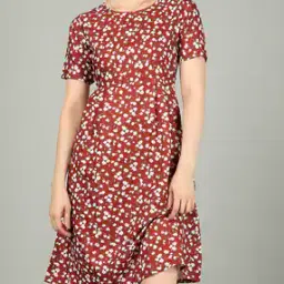 Shein Knee Length Pleated Floral Print A-Line Dress-picture-27
